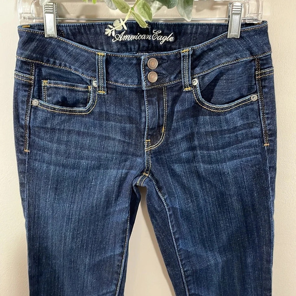 American Eagle Stretch Artist Crop Dark Wash Denim Jeans 6 - Picture 2 of 15